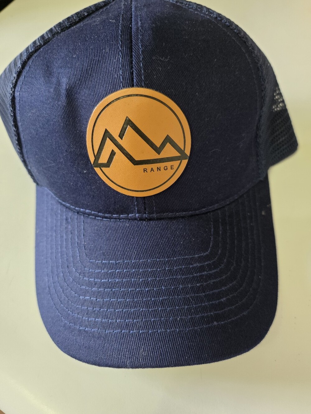 NWT Leather Patch Navy Trucker Cap